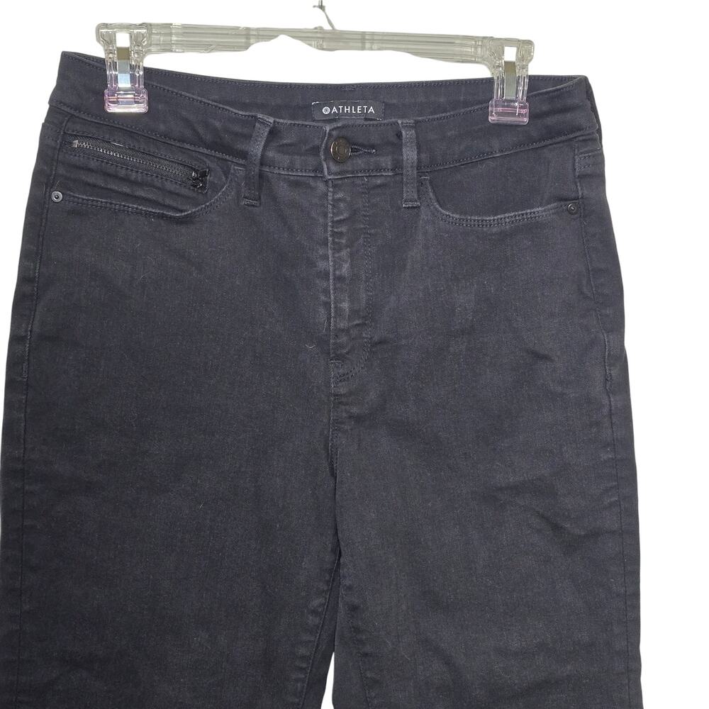 Womens Athleta Flex Kick Flare Jean Black Stretchy Denim Comfy Size 8 Petite - Picture 2 of 7